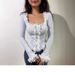 Women's Pure Alluring U Neck Brushed Lace Trim Flared Sleeve Knit Top Slim Fit Autumn Top Flattering Inner Layer_ecoleips.com