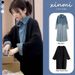 Autumn Winter New Thickened Maternity Jacket Casual Loose Simple Denim Dress Set_ecoleips.com