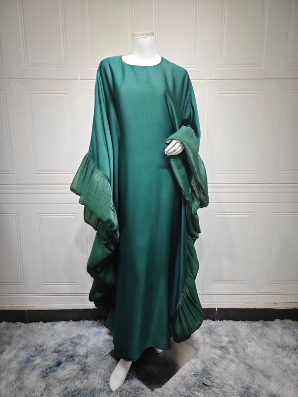 Women's Clothing Muslim Fashion Robe Dress Waist Satin_ecoleips.com