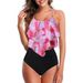 Aria Basics European American Sexy Women's Ruffled Swimsuit With High Waist And Chest Pads, Two-piece Bikini Set_ecoleips.com