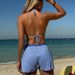 Women's Tie-Front Bikini Set 3-Piece – Adjustable Halter & High-Cut Bottom For Pool & Beach_ecoleips.com