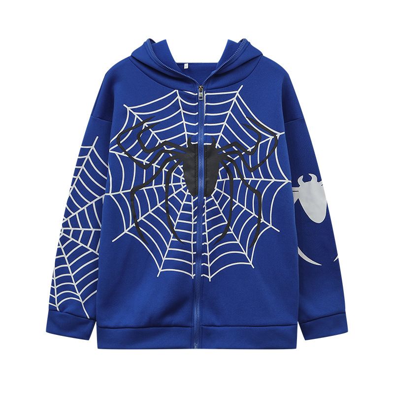 Women’s Clothing spider web zipper sweatshirt women's casual trendy hoodie spring and autumn fleece jacket_ecoleips.com