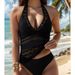 Women's Conservative Two Piece Swimsuit New Lace Trimmed Tankini Solid Color_ecoleips.com