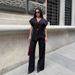 Women's Button Down Top And Wide Leg Pants Set_ecoleips.com