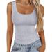 Women's Square Neck Ribbed Sleeveless Top – Stretchy Basic Camisole For Casual & Sexy Looks Stretchy & Breathable Fabric_ecoleips.com