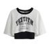 American Retro Trend Letter Printing Two-piece Short-sleeved T-shirt, Spice Girl Jazz Dance Loose Outer Blouse Women_ecoleips.com