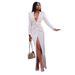 Women's Clothing Solid Color Long V Neck Suit Jacket_ecoleips.com