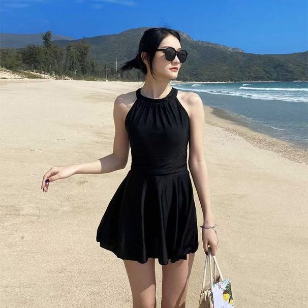 Women's Swimsuit Halter Neck Bikini New Sexy And Fashionable Black Swimsuit SlimmingOne-piece Swimsuit_ecoleips.com
