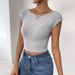 Women's Clothing Summer Style T Shirt Slim Round Neck Sexy Backless Short Knitted Top_ecoleips.com
