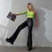 Autumn Winter European And American Women's Fashion Sexy Black High Waist Long Flared Leather Pants_ecoleips.com