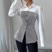 Spring And Autumn Shirt Collar Single Breasted 2 In 1 Striped Shirt_ecoleips.com