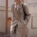 Classic Double-Breasted Trench Coat For Women - Mid-Length Tailored Jacket With Notched Lapel, Structured Silhouette & Functional Pockets_ecoleips.com