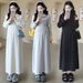 Autumn Winter New Korean Fashion Half High Collar Zipper Knitted Maternity Dress_ecoleips.com