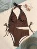 New Women's Two Piece Bikini Solid Color Halter Neck Swimsuit Provides Comfort And Style For Various Aquatic Activities_ecoleips.com
