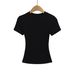 Women's Clothing Thread Tight Short Sleeved T Shirt Women's Summer Slim Round Neck Solid Color Elastic Sports Top_ecoleips.com