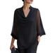 Fashionable T Neck Chiffon Top For Women Loose Fit Slimming Shirt Summer Style New Arrival_ecoleips.com