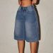 Women's Washed Straight Leg Denim Shorts - Loose Fit Wide Leg Mid-Length Casual Summer Shorts_ecoleips.com