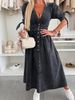 K New Women's Fashionable And Sexy V-neck Long Button Denim Dress_ecoleips.com