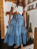 Bohemian A-Line Layered Cake Denim Skirt for Women European And American Cross-Border Style 25 Years New Products 8922_ecoleips.com
