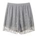 2025s Loose Solid Color Women's Lace Casual For Outer Wear Cute Style Anti-Exposure Patchwork Thin Safety Shorts_ecoleips.com