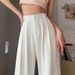 Women's Ice Silk Wide Leg Casual Pants High Waist Flowing Straight Leg Suit Loose Floor Length Trousers Summer New Style_ecoleips.com