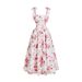 Elegant Floral Print Slimming Waist Slip Dress For Women American Style Retro French Design_ecoleips.com