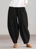 Suitable For All Seasons 2025 Summer Women's Simple Casual Cotton Linen Harem Wide-Leg Pants With Elastic Waist_ecoleips.com