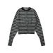 Women’s Color Block Knit Set – Striped Long Sleeve Cardigan & Drawstring Shorts, Y2K Retro Casual Outfit (Black, Gray)_ecoleips.com