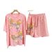 Women's Clothing Fashion Suit Butterfly Diamond Short Sleeved T Shirt Top Elastic Waist Wide Leg Shorts Two Piece Suit_ecoleips.com