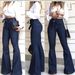 Women's Clothing High Waist Hip Lifting Lace Up Flared Pants Wide Leg Pants Jeans For Women_ecoleips.com