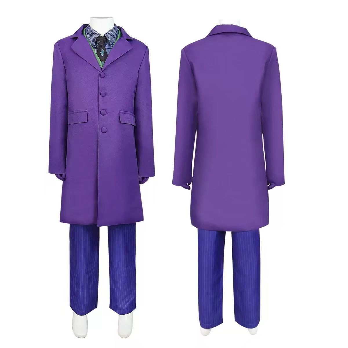 Halloween Batman Cosplay Costume for Men Dark Knight Heath Ledger Joker Outfit with Suit Jacket_ecoleips.com
