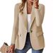 Women's Clothing Long Sleeve Blazer – Solid Color Open Front Cardigan Jacket For Fall (12 Colors)_ecoleips.com