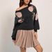 Women's Floral Jacquard Sweater Oversized Crewneck Knit Top Soft Acrylic Blend Casual Loose Fit Tunic Long Sleeve Pullover_ecoleips.com