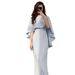 Women's Clothing New Solid Color Satin Bat Shawl Temperament Waist Long Sleeve Dress_ecoleips.com