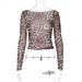 Women's Off-Shoulder Leopard Print Mesh Top European American Style Long-Sleeved See through T-Shirt for Autumn Sexy Arrival_ecoleips.com