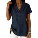 2026 European American Cross-border . Spring And Summer Fashion Casual Women's Short-sleeve V-neck Solid Color Top_ecoleips.com
