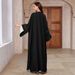 Women's Muslim Cardigan Abaya Dubai Saudi Arabia Long Dress Color Block_ecoleips.com