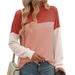 2025 Autumn/Winter New Round Neck Twist Bar Color Block Long Sleeve Loose T-shirt For Women_ecoleips.com