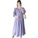 Summer New Korean Fashion V-neck Short Sleeve Maternity Dress_ecoleips.com