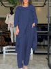 Women's Clothing Fashion Solid Color Loose Tops And Wide Leg Pants Casual Two Piece Suits_ecoleips.com