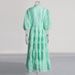 Women's Clothing High Grade Lantern Sleeve Water Soluble Embroidery Strap Dress_ecoleips.com