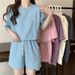Women's European Style Summer Tracksuit Loose Fit Slimming Short Sleeved Two Piece Set Casual Student Running Outfit_ecoleips.com