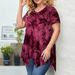 Plus Size Tie-Dye V-Neck T-Shirt – Asymmetrical Hem, Loose Fit Casual Top For Women (XL-5XL)_ecoleips.com