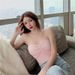 French-style Niche Metal Chain Halter Neck Camisole For Women, 2025 Summer Slim-fit Polka Dot Short Tank Top_ecoleips.com