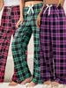 Three-piece Women's New Style Checkered Printed Long Pants, Casual And Comfortable Pajama Pants, Bow-decorated Checkered Pattern_ecoleips.com