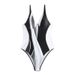 "Sexy Contrast Panel One-Piece Swimsuit – Slimming V-Neck Monokini With Tummy Control For Women"_ecoleips.com