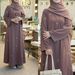Elegant Embroidered Abaya Dress – Modest Long Sleeve Prayer & Travel Maxi With Bow Details (S-XXL, Polyester, Rose Gold/Black/Navy)_ecoleips.com