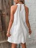 2026 Women's White Floral Cut-out Halter Neck Dress, Sleeveless Bohemian Maxi Dress With Irregular Hem For Beach Holiday_ecoleips.com