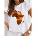 Cross-border Plus-size Women's Short-sleeve Clothing With Printed Map Of The Continent_ecoleips.com