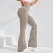 Women's Clothing Women's High-Waisted Ribbed Yoga Flared Pants Tummy Control European American Style Slightly Flared Sports Fitness Trousers_ecoleips.com